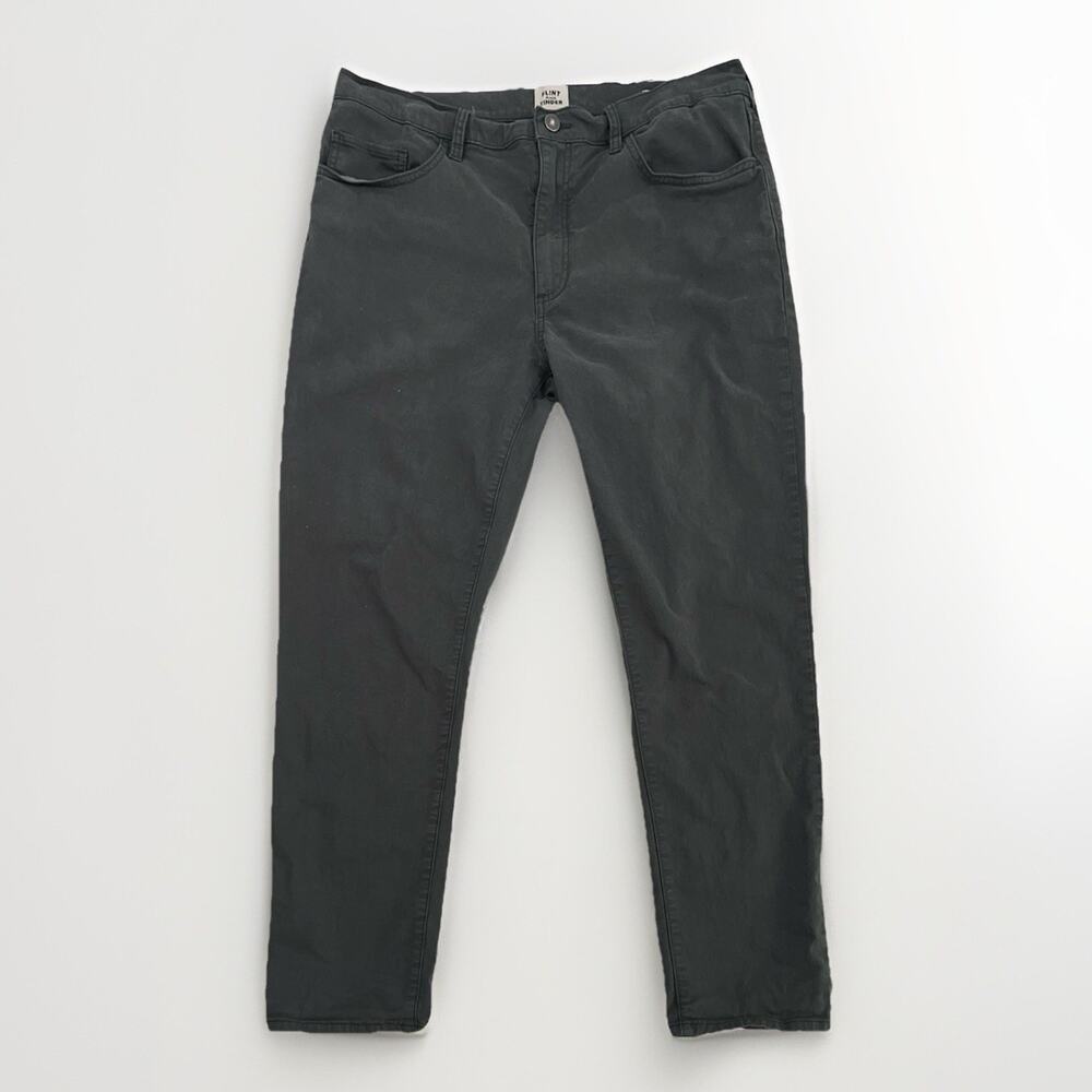 Flint Tinder Slim Fit Pants Mens 36x30 Gray Trousers 5 Pocket Chino
